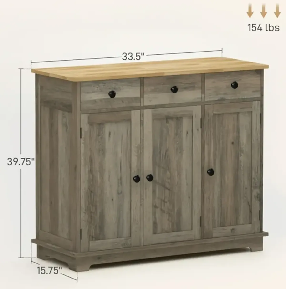Kitchen Storage Cabinet with Shelves and Doors for Organized Space