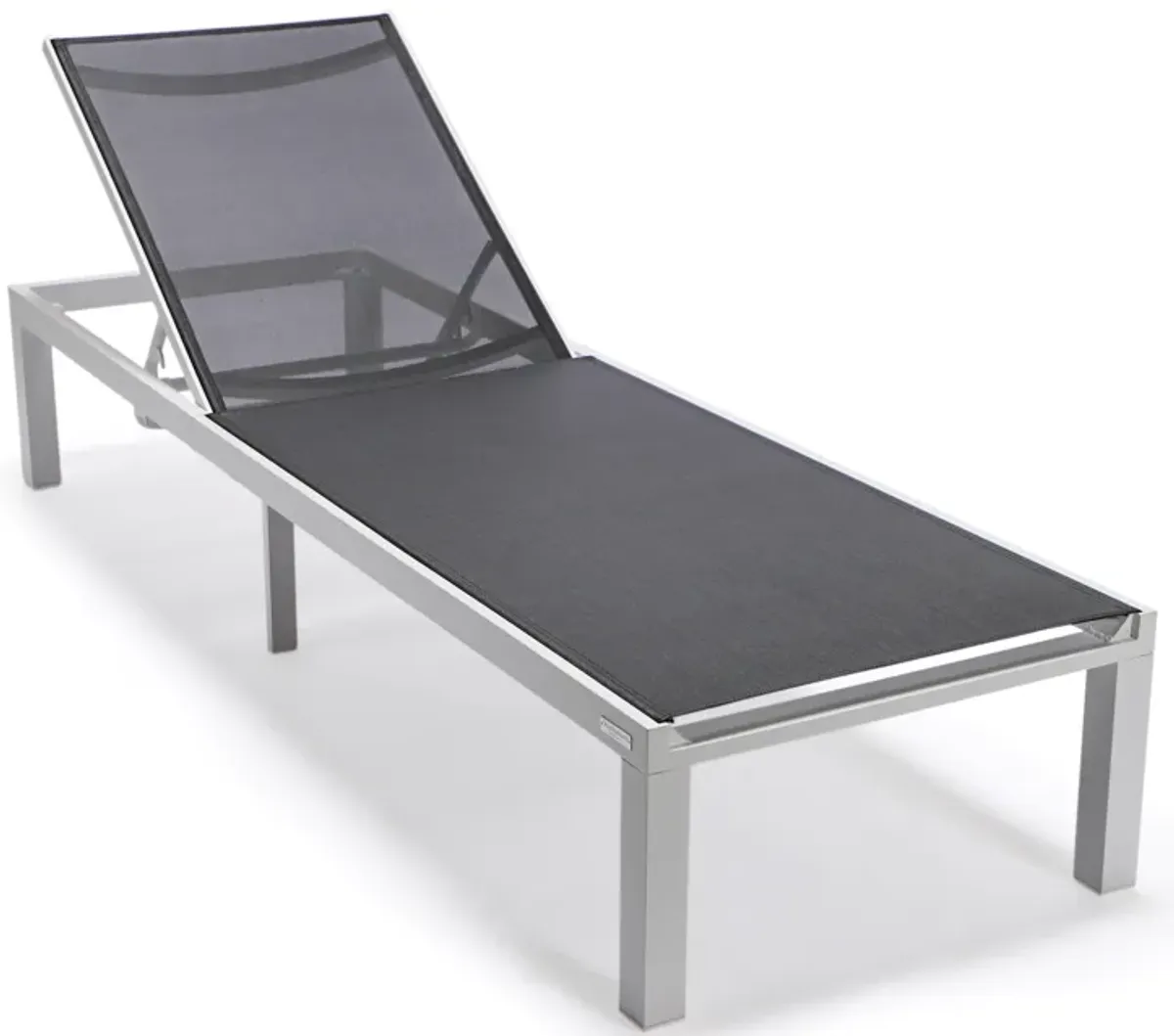 LeisureMod Marlin Patio Chaise Lounge Chair With White Aluminum Frame, Set of 2 in Navy Blue