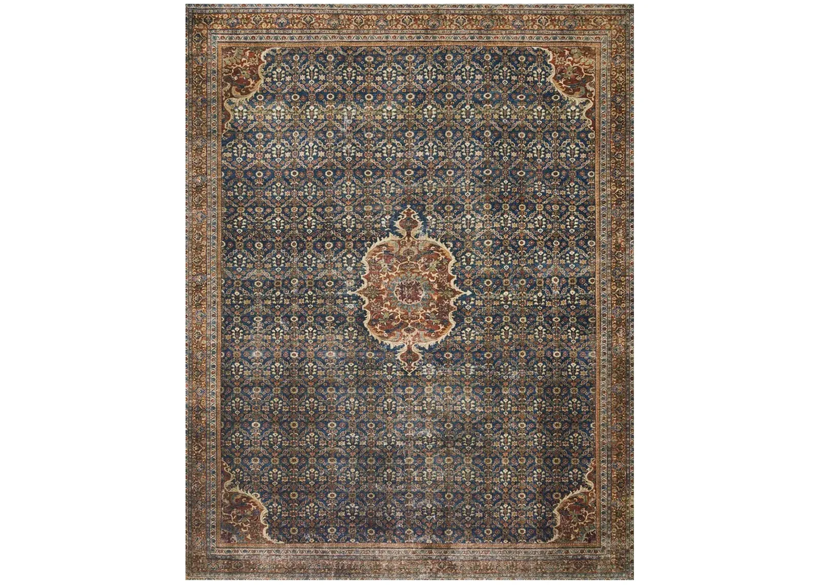 Layla LAY09 Cobalt Blue/Spice 2'3" x 3'9" Rug