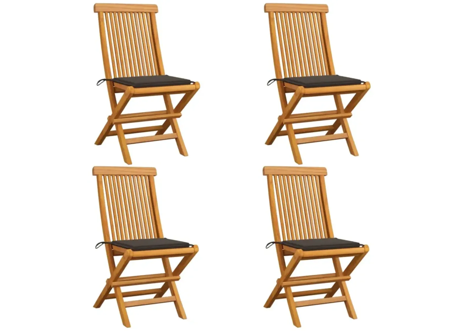 vidaXL Garden Chairs with Taupe Cushions 4 pcs Solid Teak Wood