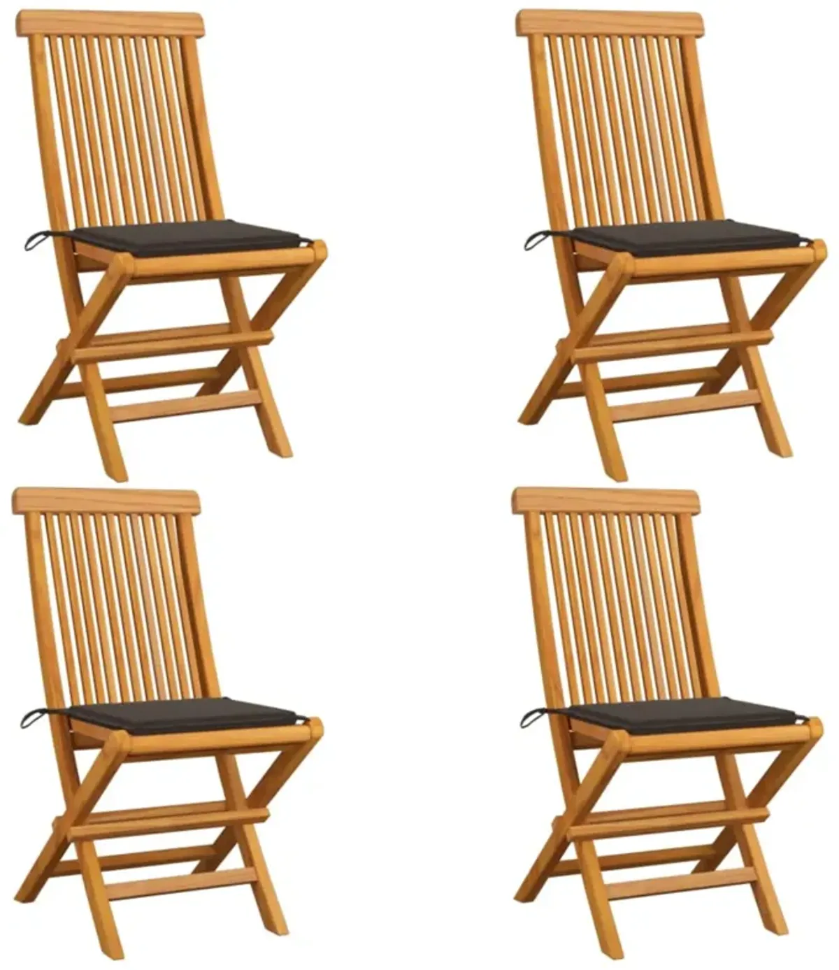 vidaXL Garden Chairs with Taupe Cushions 4 pcs Solid Teak Wood