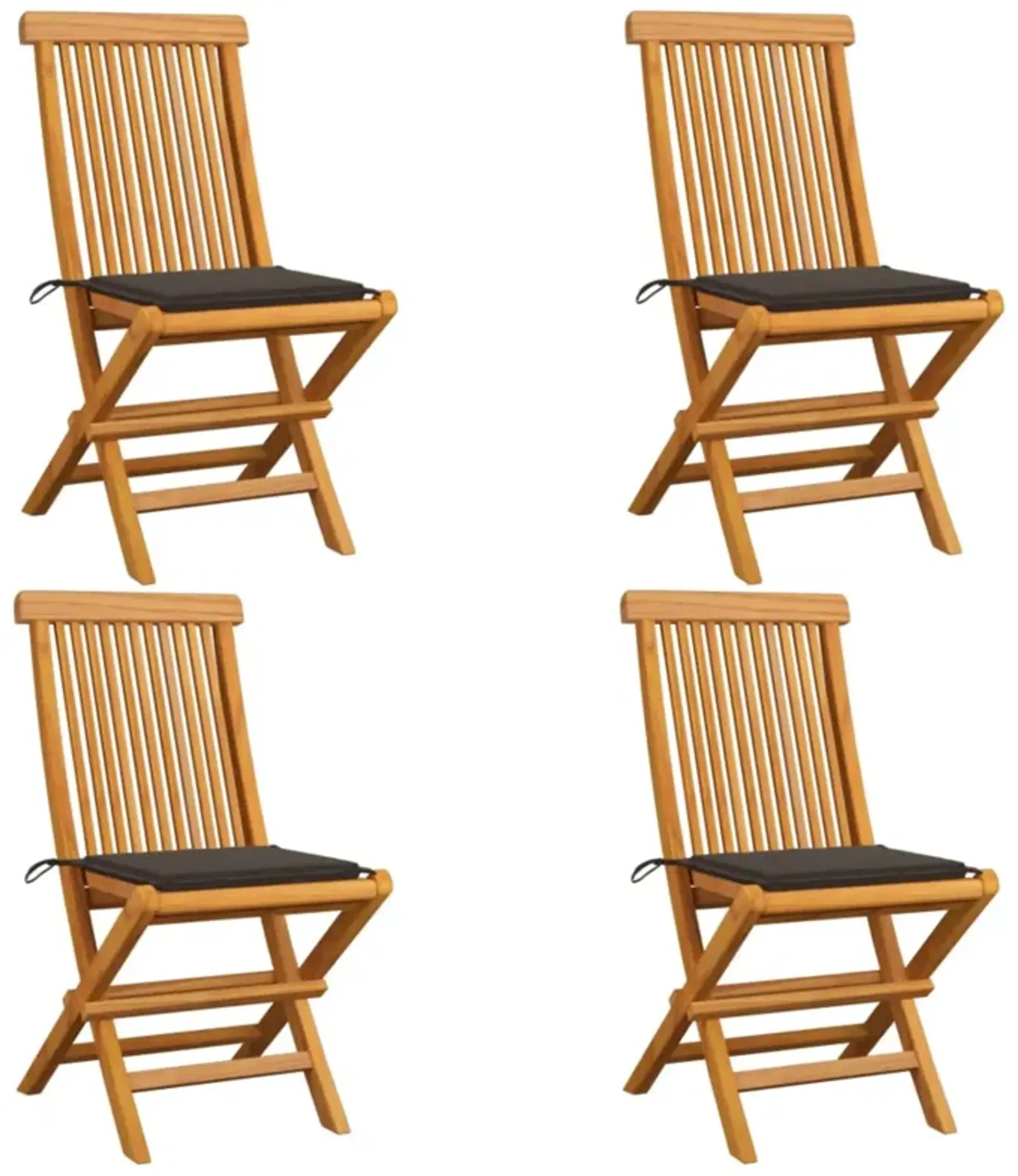 vidaXL Garden Chairs with Taupe Cushions 4 pcs Solid Teak Wood