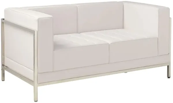 Flash Furniture HERCULES Imagination Series Contemporary White LeatherSoft Loveseat with Encasing Frame
