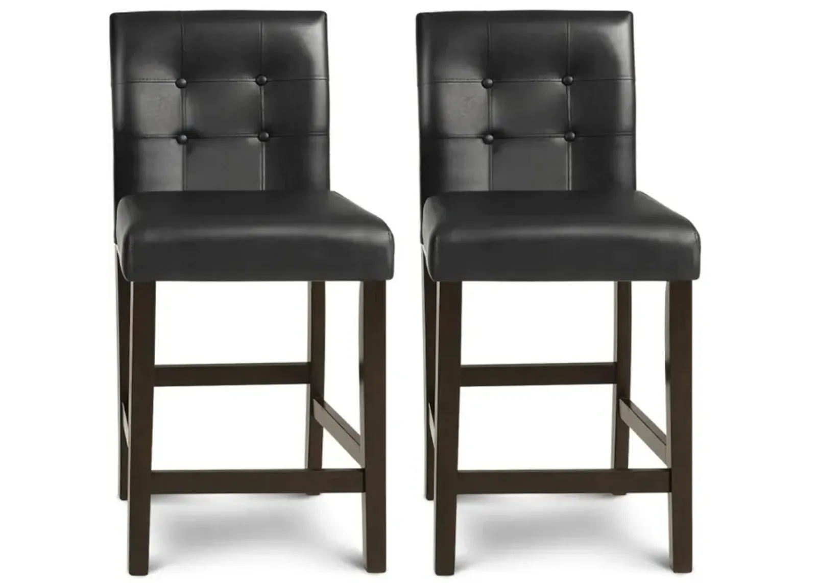 Hivvago Set of 2 PVC Leather Bar Stools with Solid Wood Legs