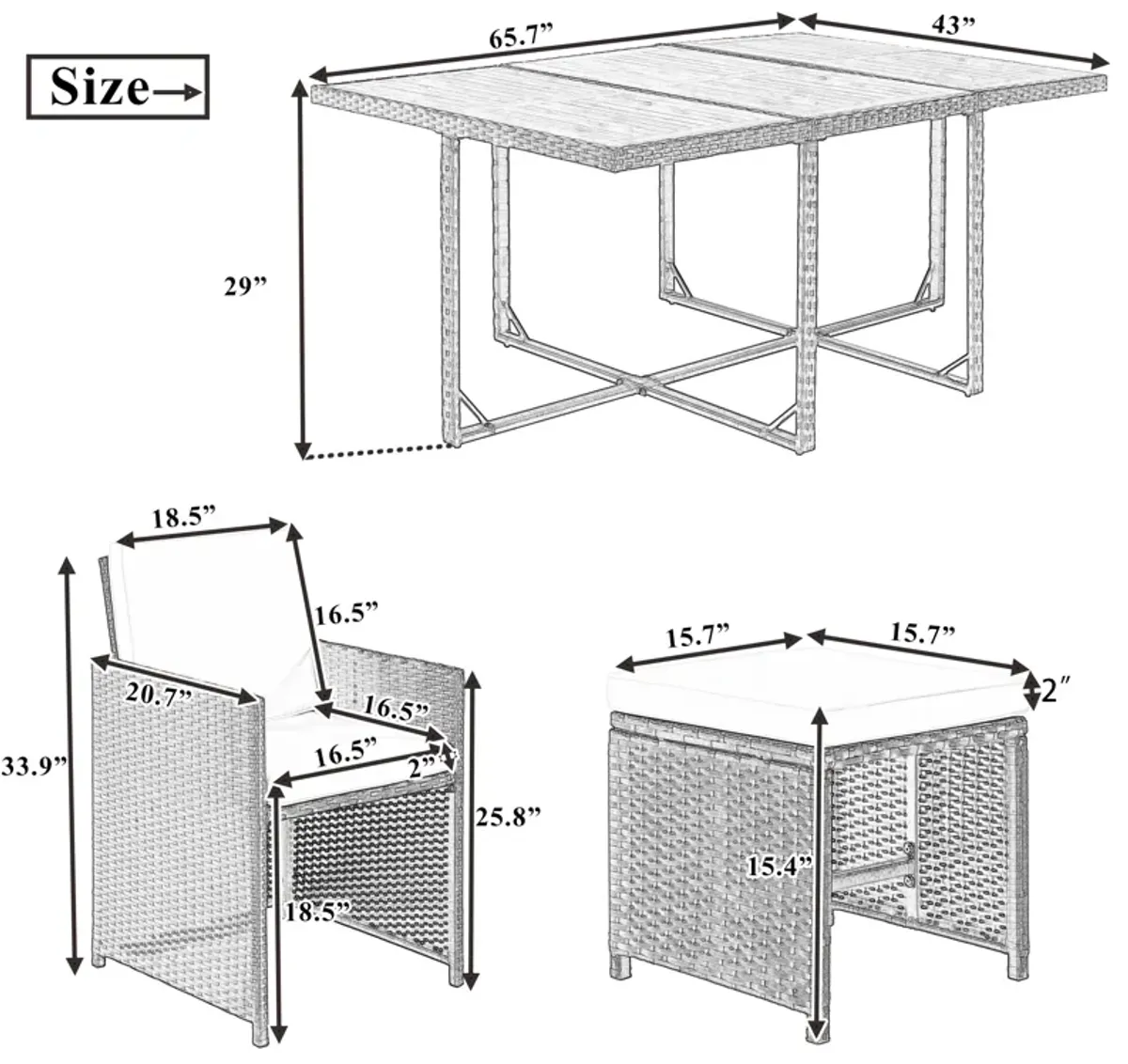 Merax Patio All-Weather PE Wicker Dining Table Set