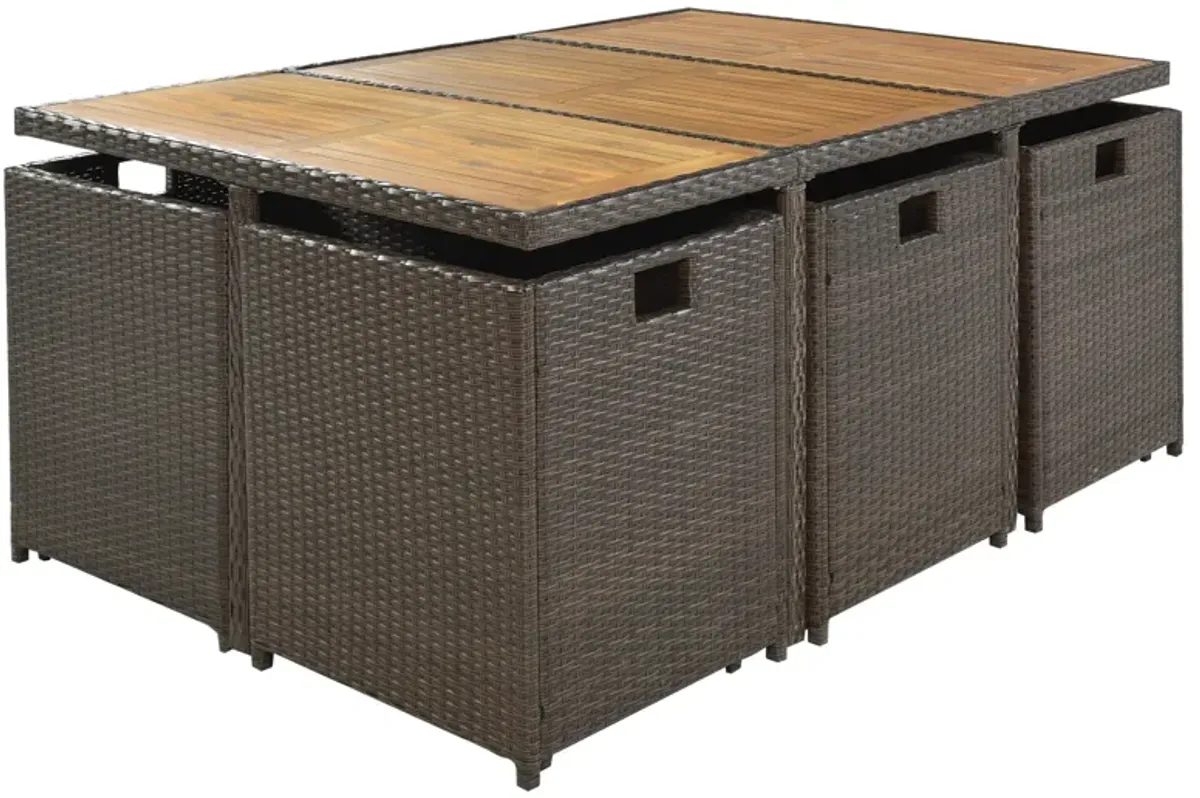 Merax Patio All-Weather PE Wicker Dining Table Set