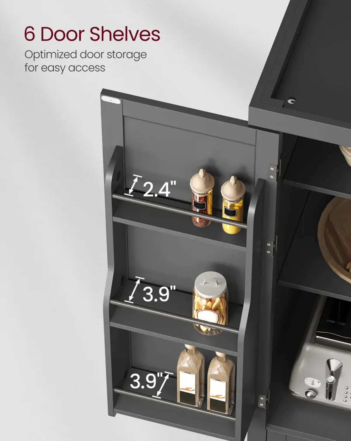 Kitchen Pantry Storage Cabinet with Adjustable Shelves and Stylish Design