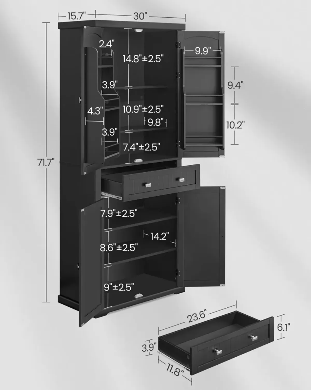 Kitchen Pantry Storage Cabinet with Adjustable Shelves and Stylish Design