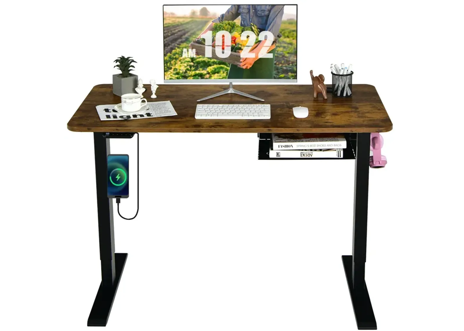 48-inch Electric Height Adjustable Standing Desk with Control Panel