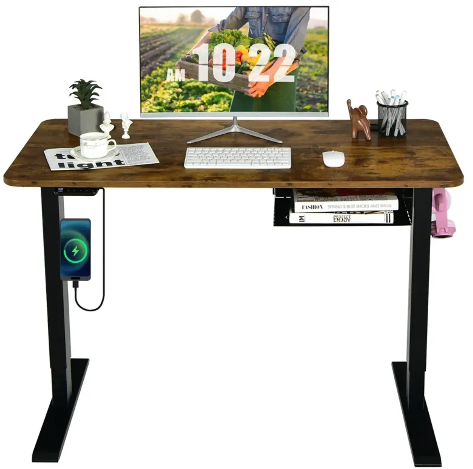 48-inch Electric Height Adjustable Standing Desk with Control Panel