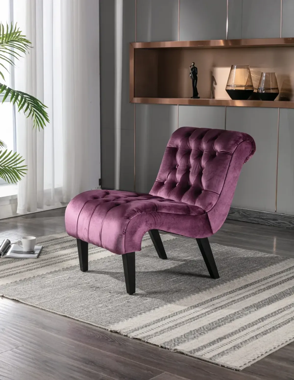 Merax Modern Velvet Armless Accent Chair