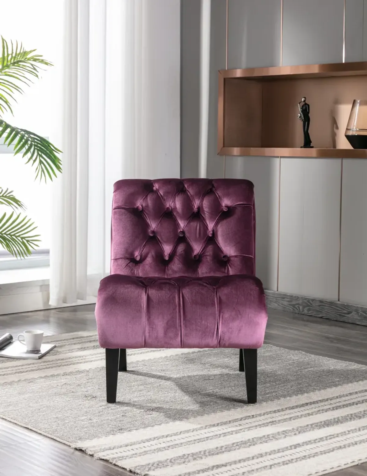 Merax Modern Velvet Armless Accent Chair