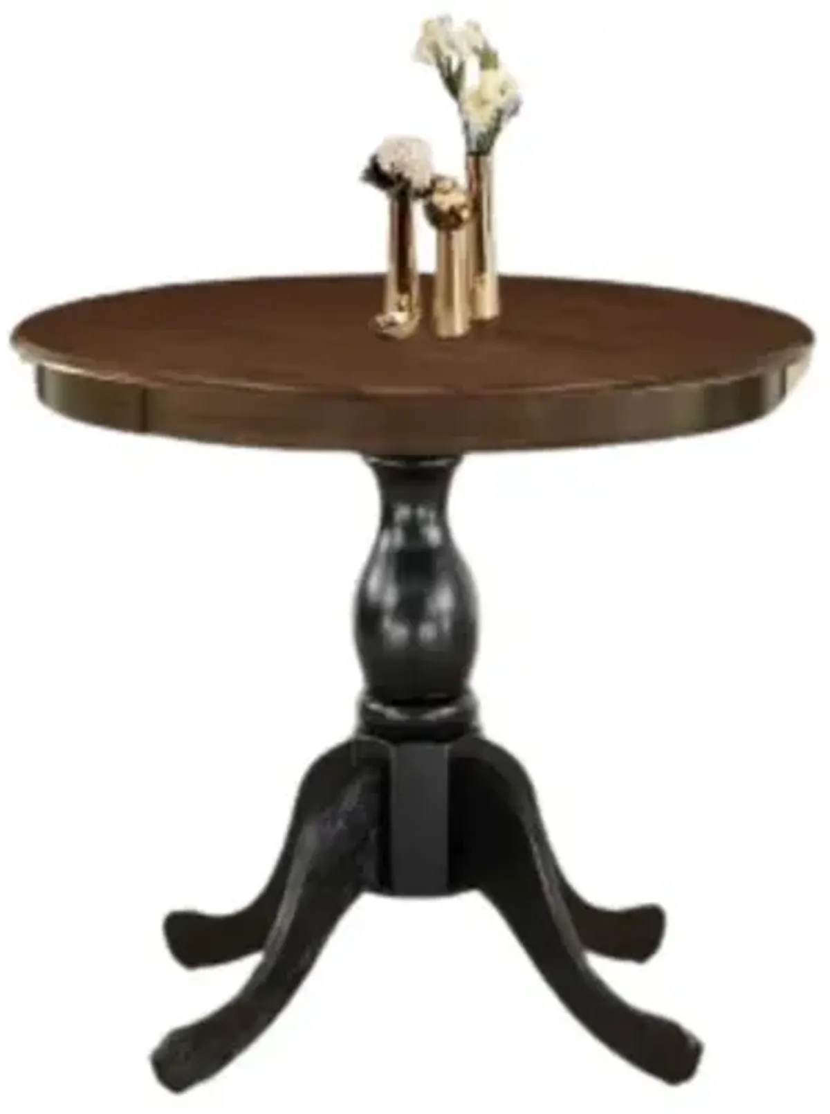 East West Furniture Kitchen Table - Walnut Table Top and Black Pedestal Leg Finish