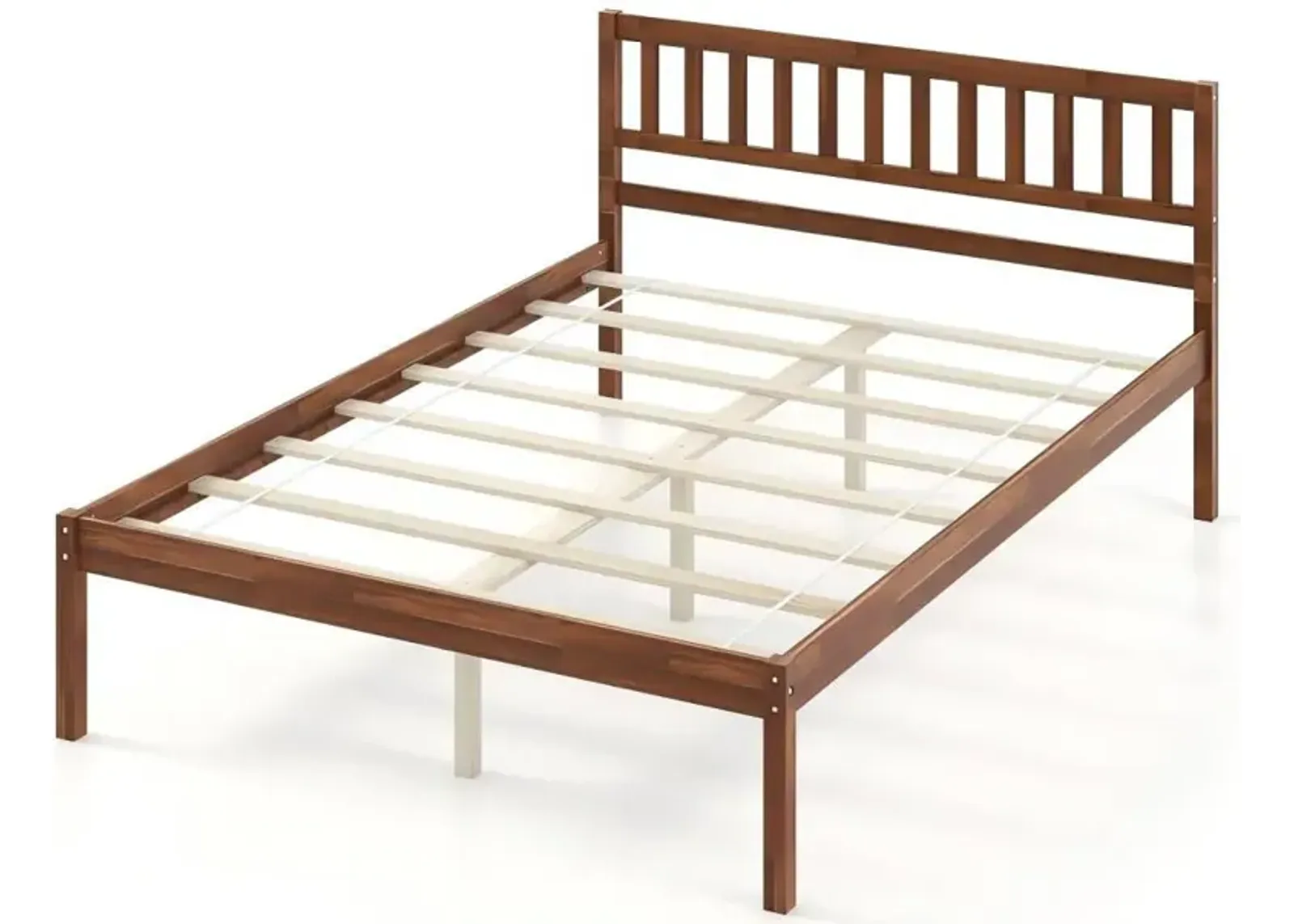 Queen Size Wood Bed Frame with Headboard and Slat Support-Queen Size