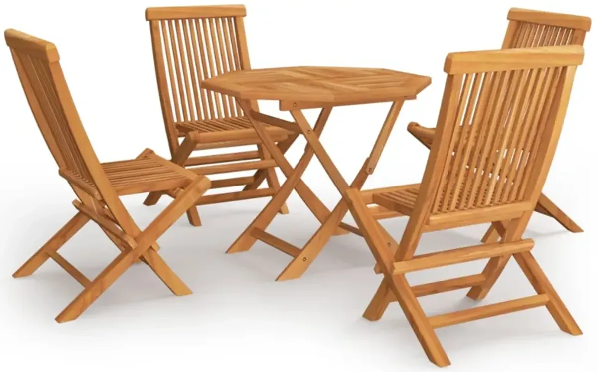 vidaXL 5 Piece Garden Dining Set Solid Teak Wood