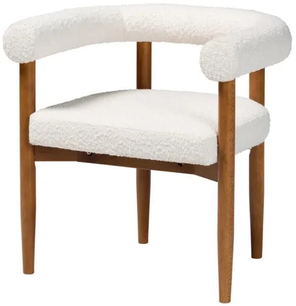 Baxton Studio Caia Boucle Dining Chair – Modern Upholstered Accent Armchair, Cream, Minimalist Design