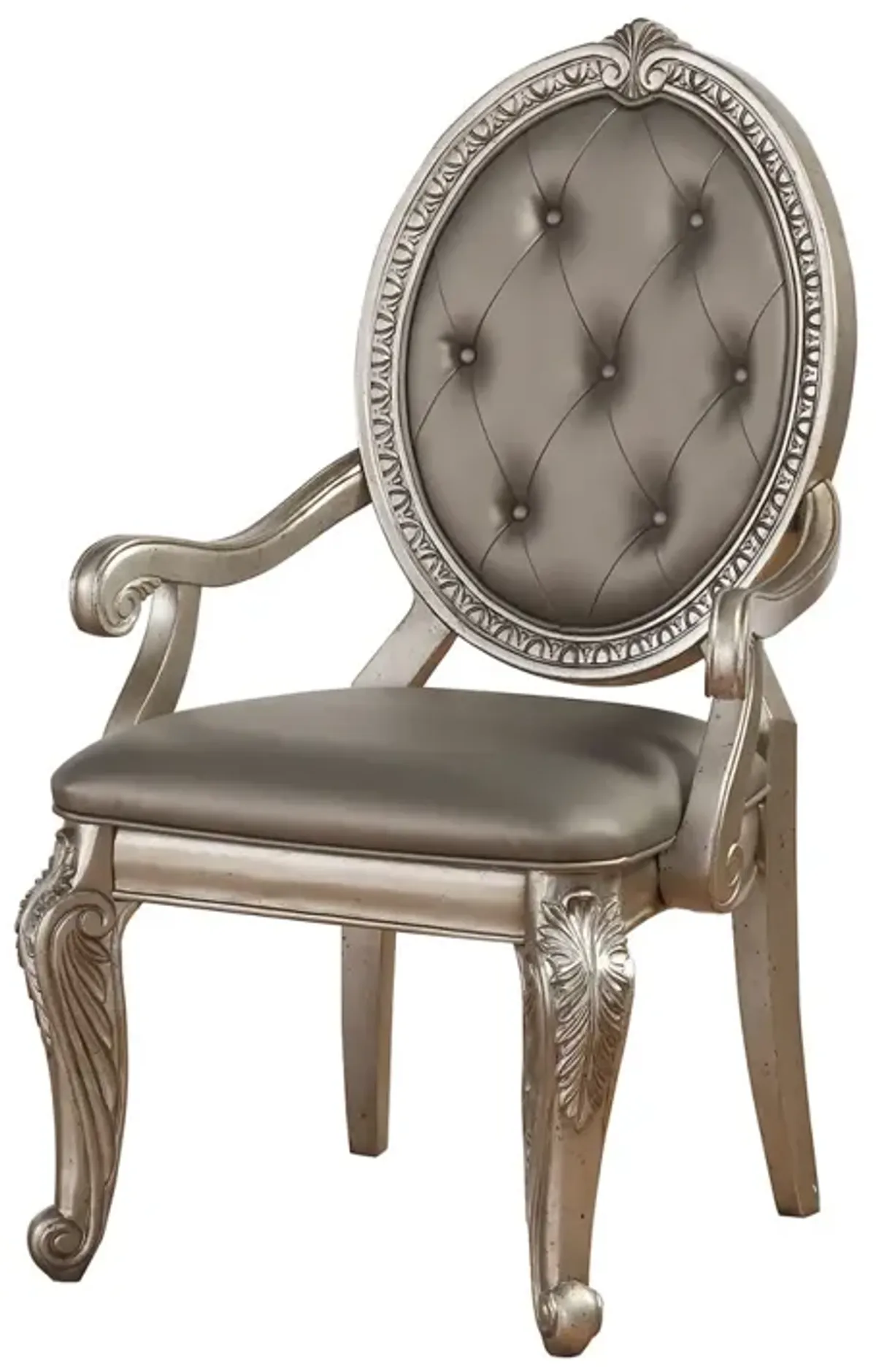 Northville Armchair (Set of 2) In PU & Antique Silver