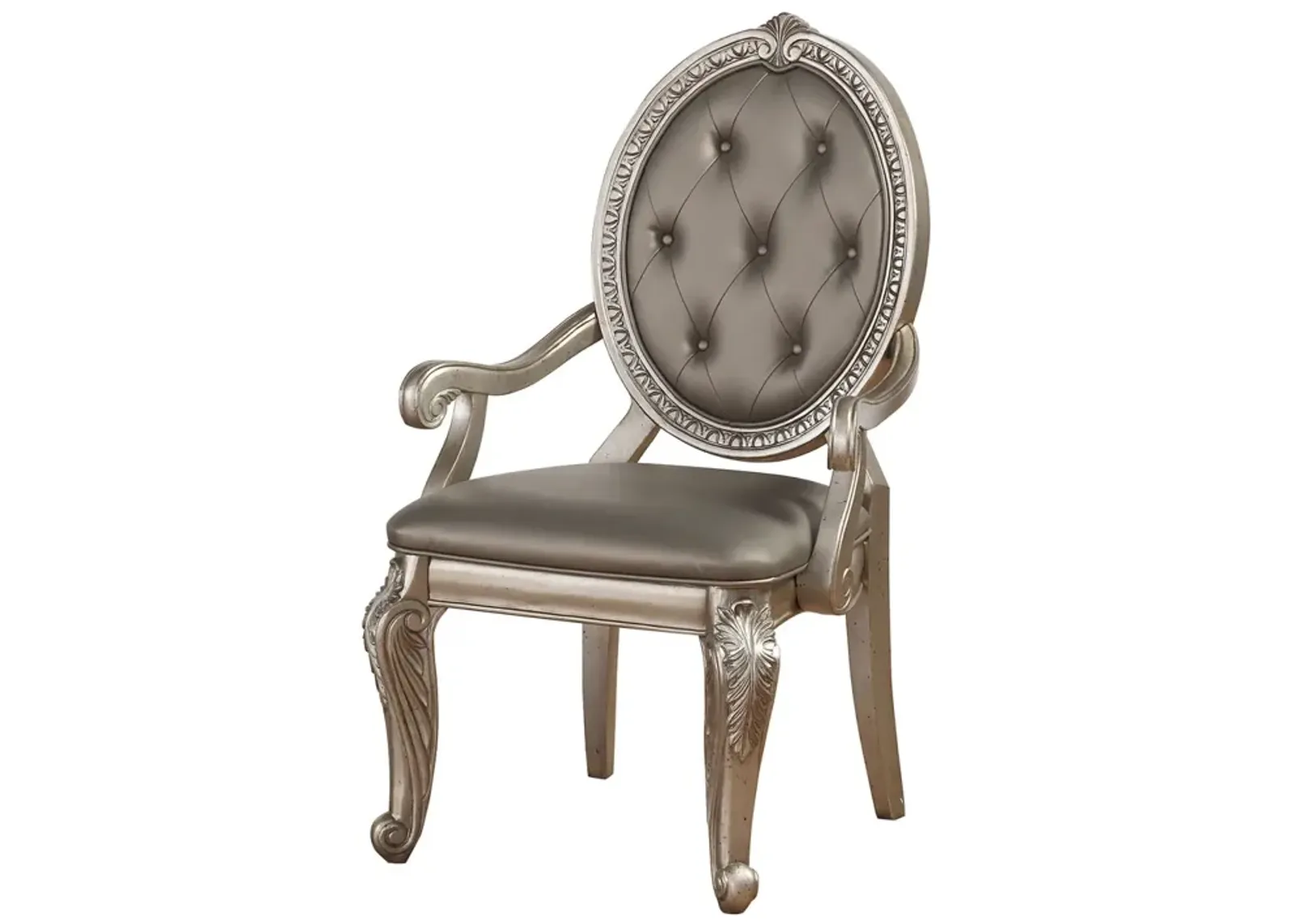 Northville Armchair (Set of 2) In PU & Antique Silver