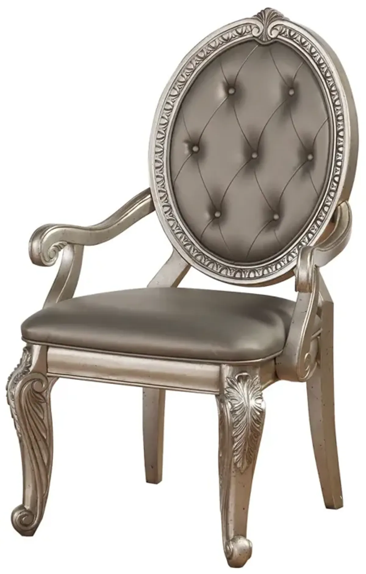 Northville Armchair (Set of 2) In PU & Antique Silver