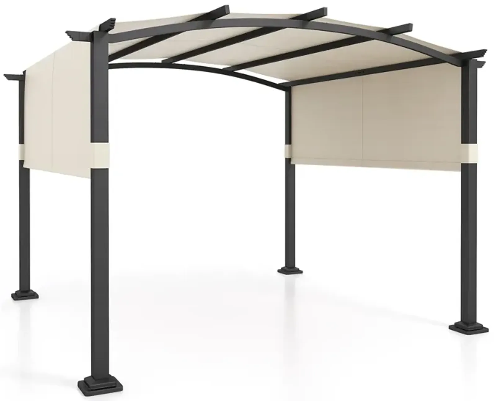 Patio Garden Shelter with Retractable Sunshade Canopy