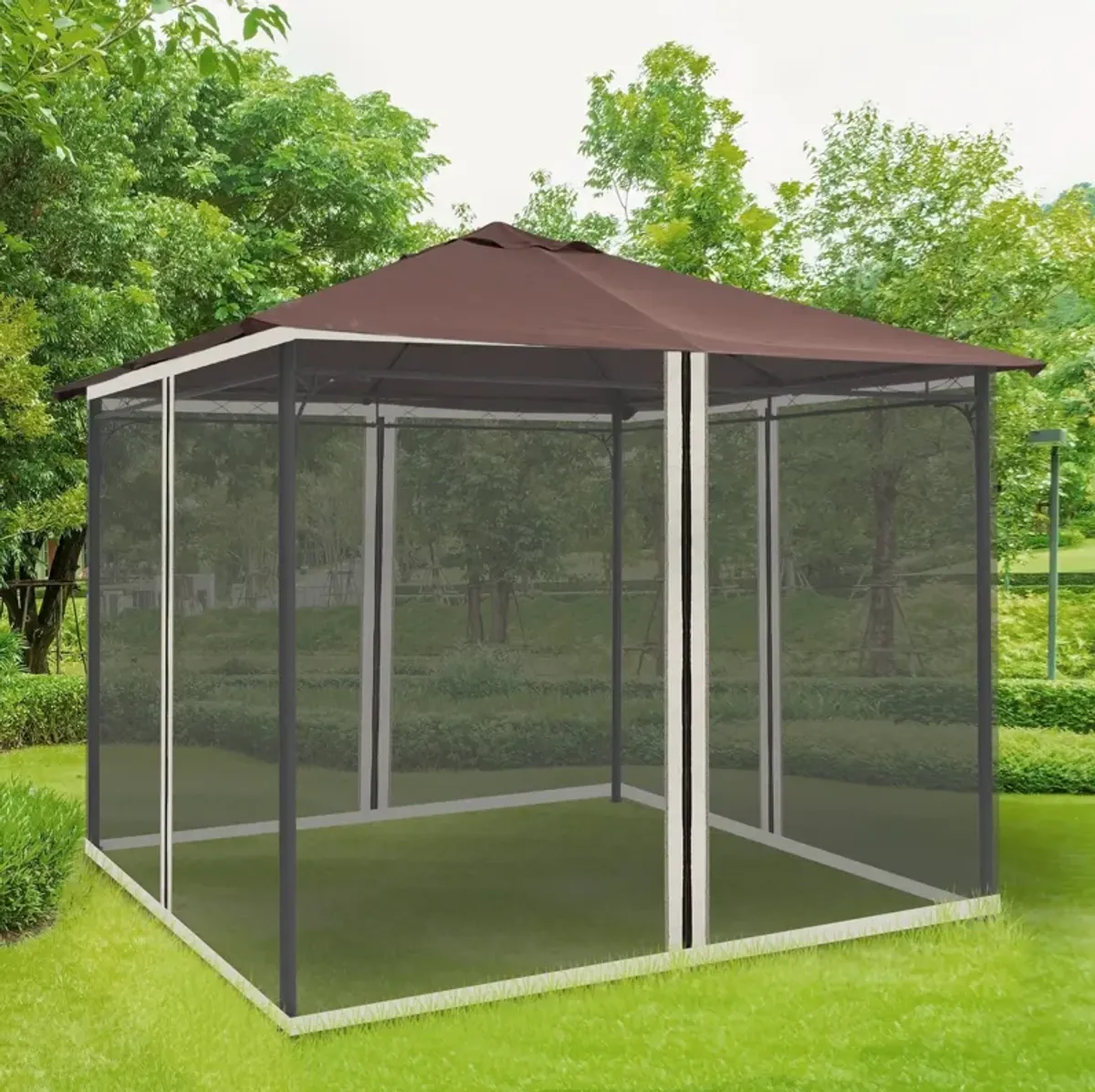 Black Patio Privacy: 10x10 Gazebo Sidewalls with Zippers (Netting Only)