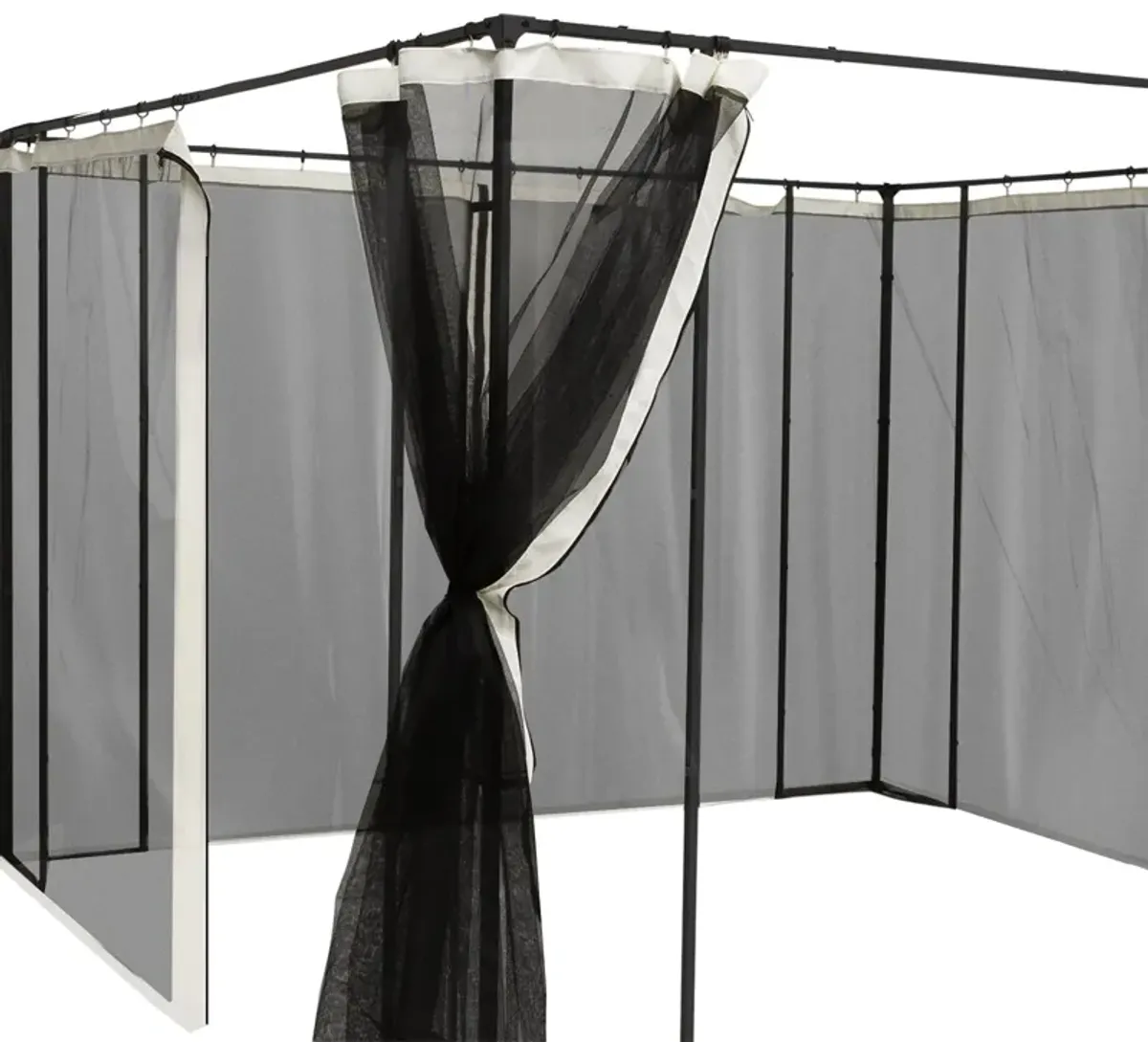 Black Patio Privacy: 10x10 Gazebo Sidewalls with Zippers (Netting Only)