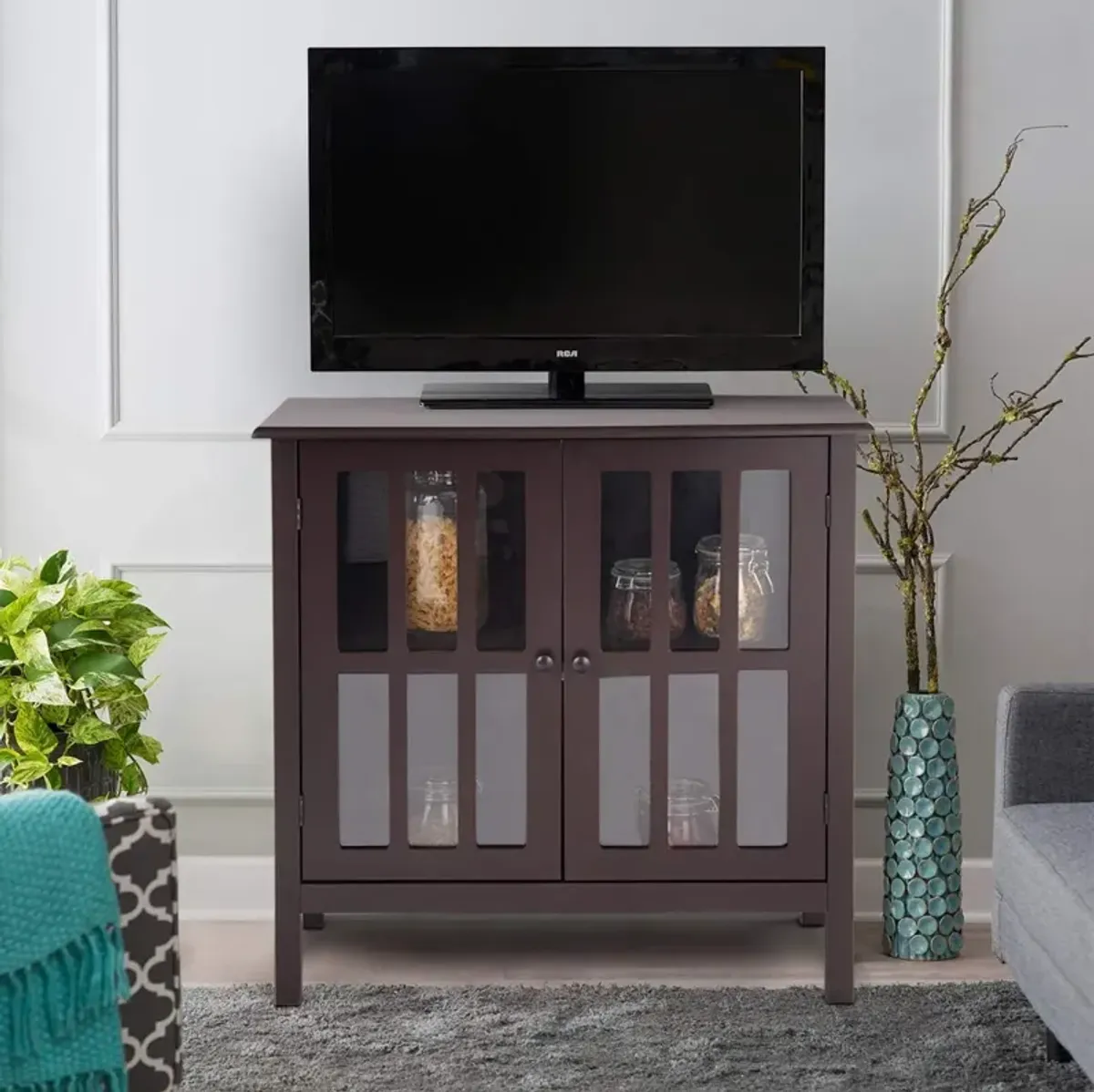 Glass Door Sideboard Console Storage Buffet Cabinet