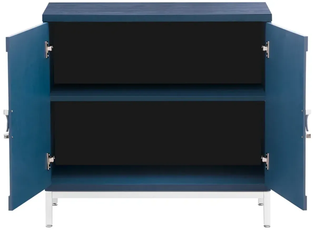 34" Accent Cabinet-Simple Storage Cabinet With Solid Wood Veneer, Navy