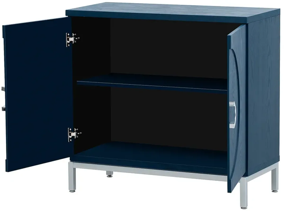 34" Accent Cabinet-Simple Storage Cabinet With Solid Wood Veneer, Navy