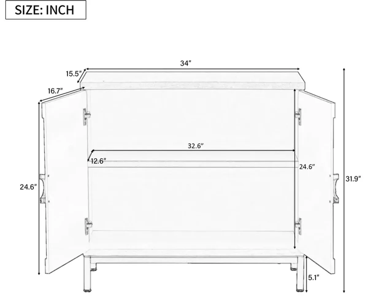 34" Accent Cabinet-Simple Storage Cabinet With Solid Wood Veneer, Navy