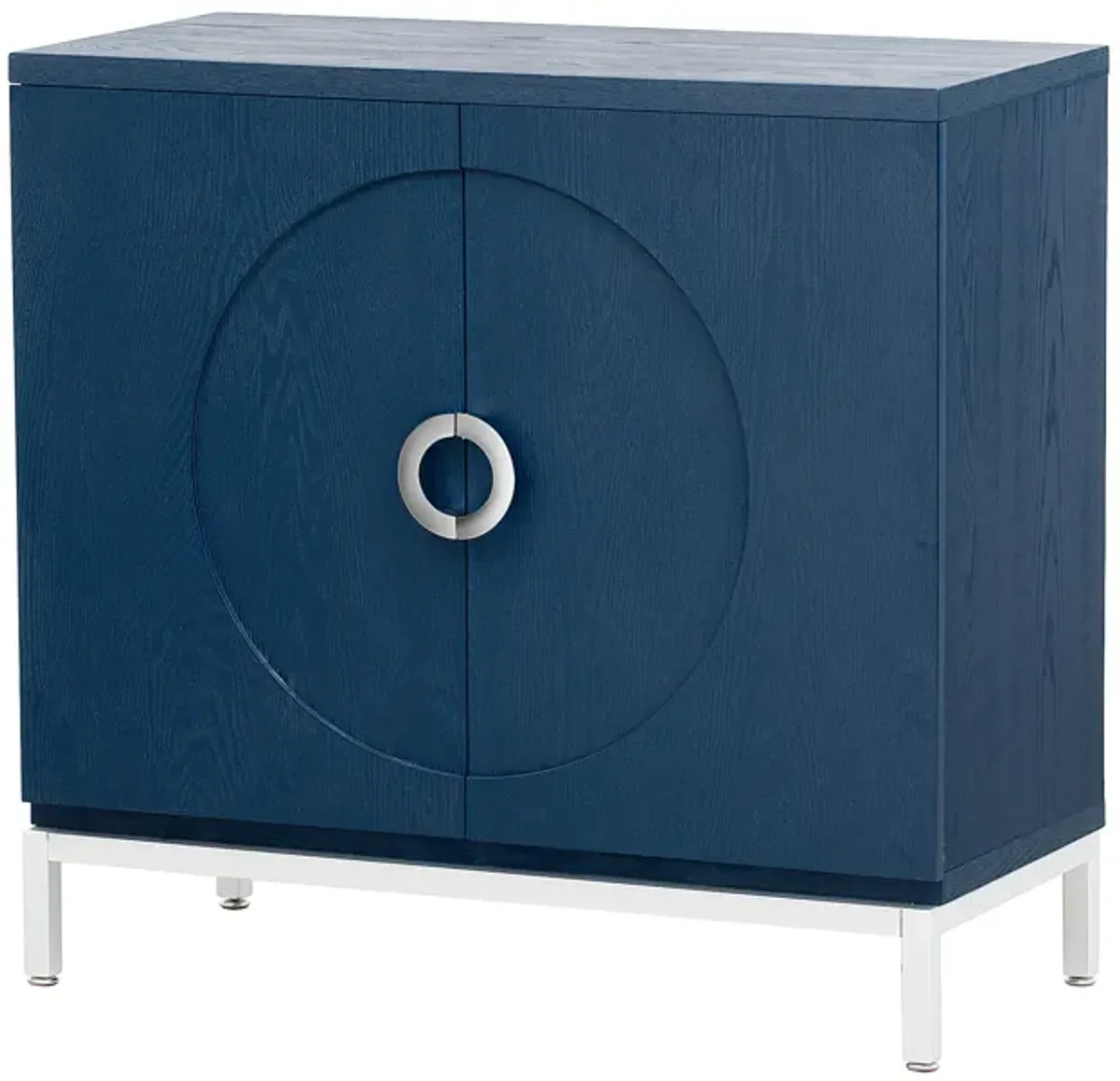 34" Accent Cabinet-Simple Storage Cabinet With Solid Wood Veneer, Navy