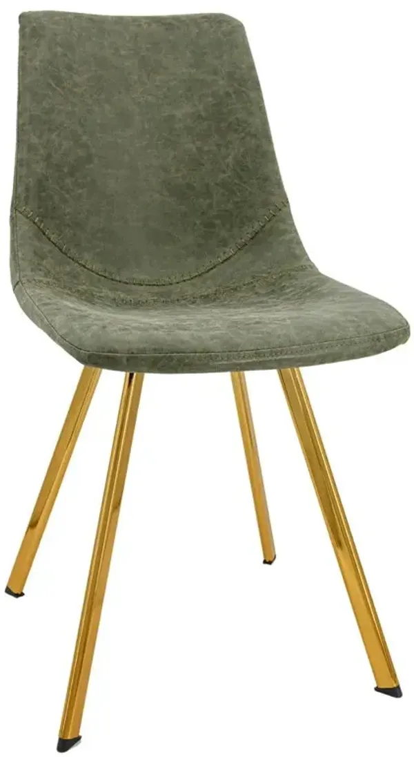 LeisureMod Markley Modern Leather Dining Chair With Gold Legs