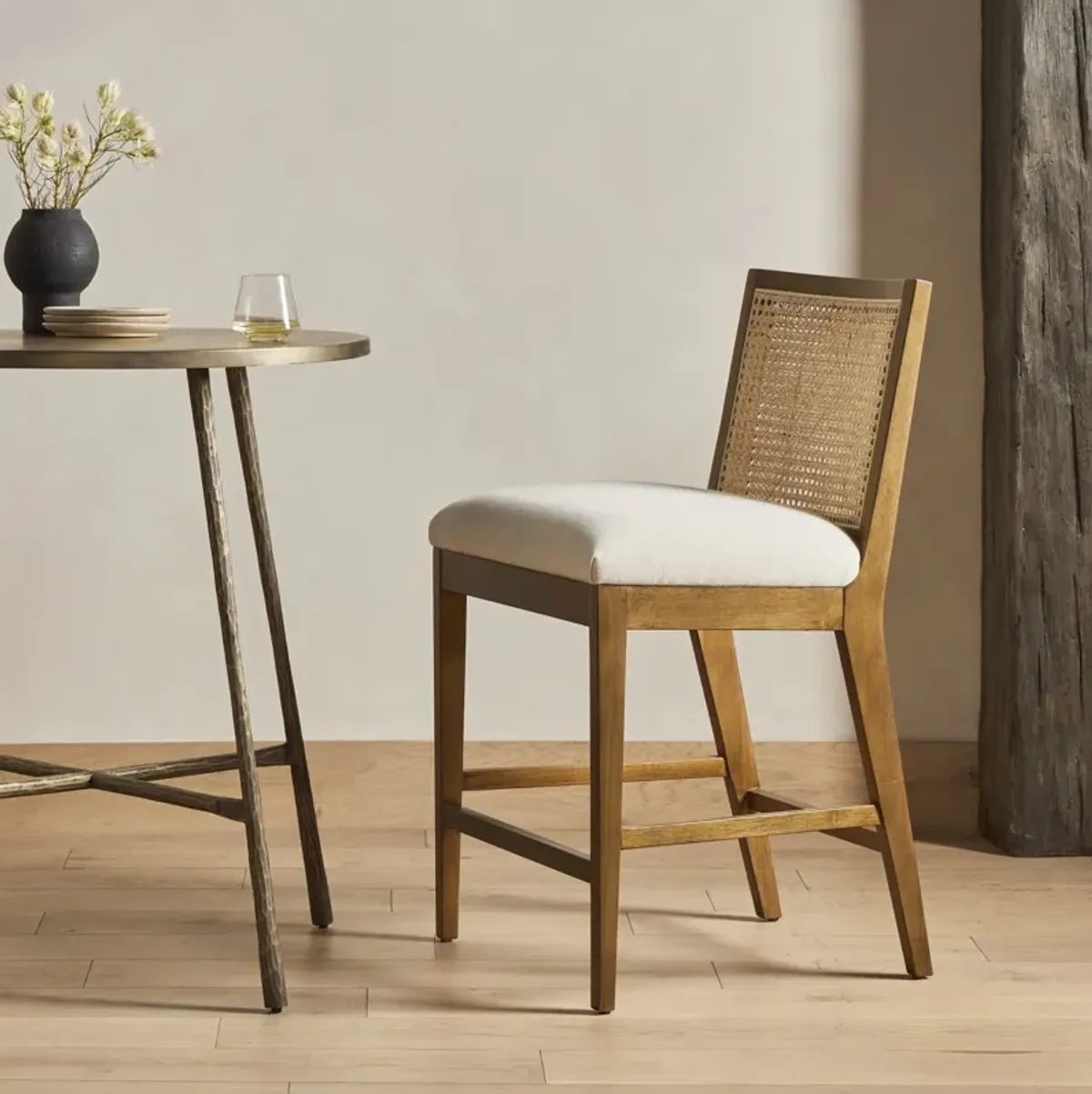 Antonia Cane Armless Bar Stool in Brown