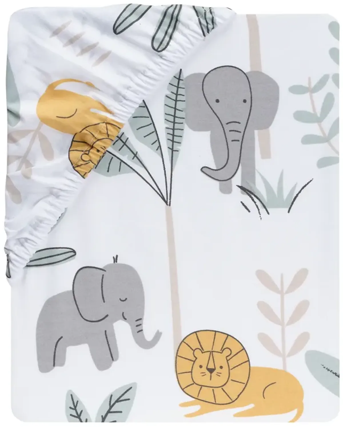 Lambs & Ivy Jungle Adventure 100% Cotton Baby/Toddler Fitted Crib Sheet - White