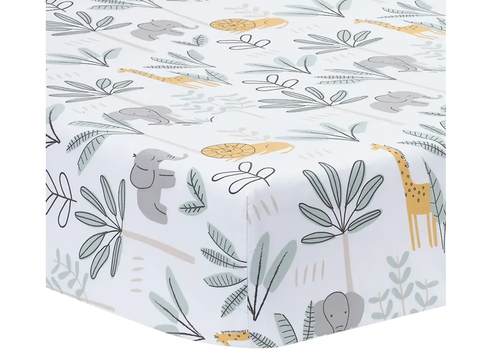 Lambs & Ivy Jungle Adventure 100% Cotton Baby/Toddler Fitted Crib Sheet - White