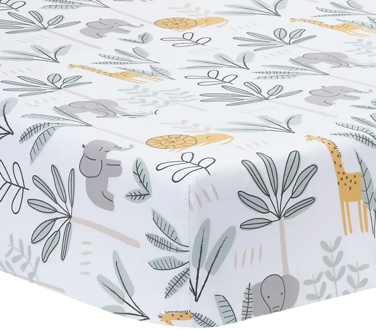 Lambs & Ivy Jungle Adventure 100% Cotton Baby/Toddler Fitted Crib Sheet - White