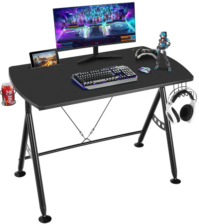 Costway Y-shaped Gaming Desk Home Office Computer Table w/ Phone Slot & Cup Holder