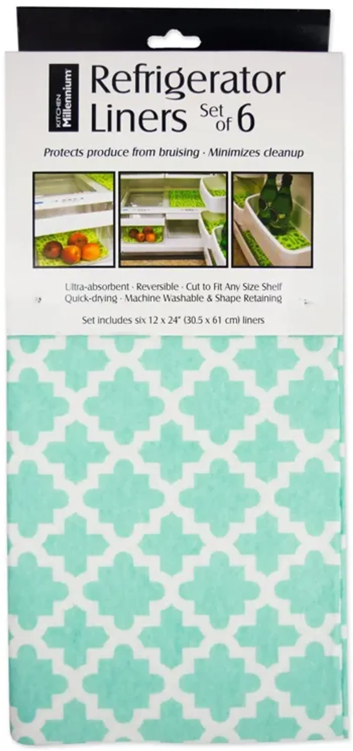 Set of 6 Aqua Blue Refrigerator Liner Rolls 12" x 24"