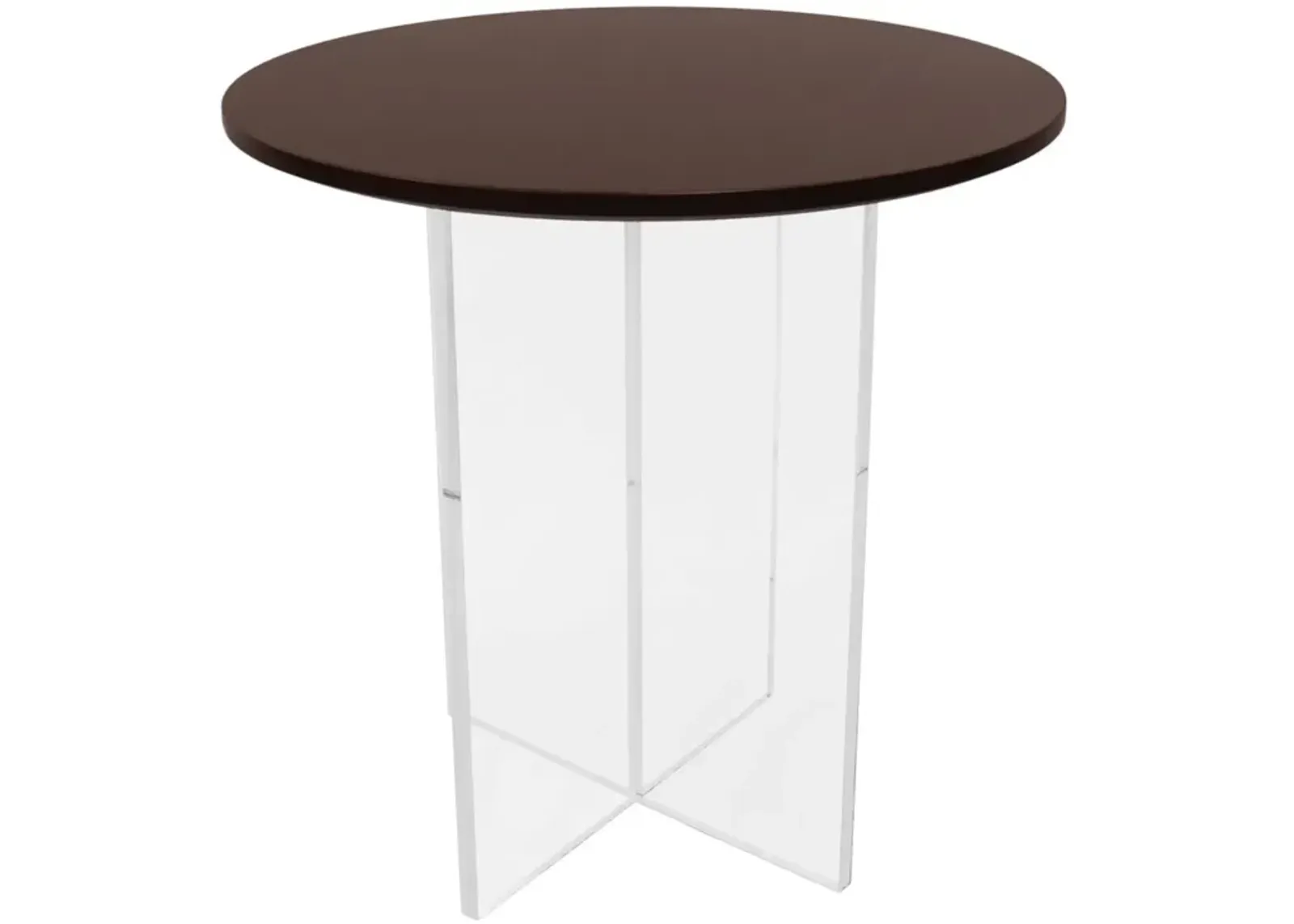 LeisureMod Valore Collection Acrylic Coffee Table With Walnut Top