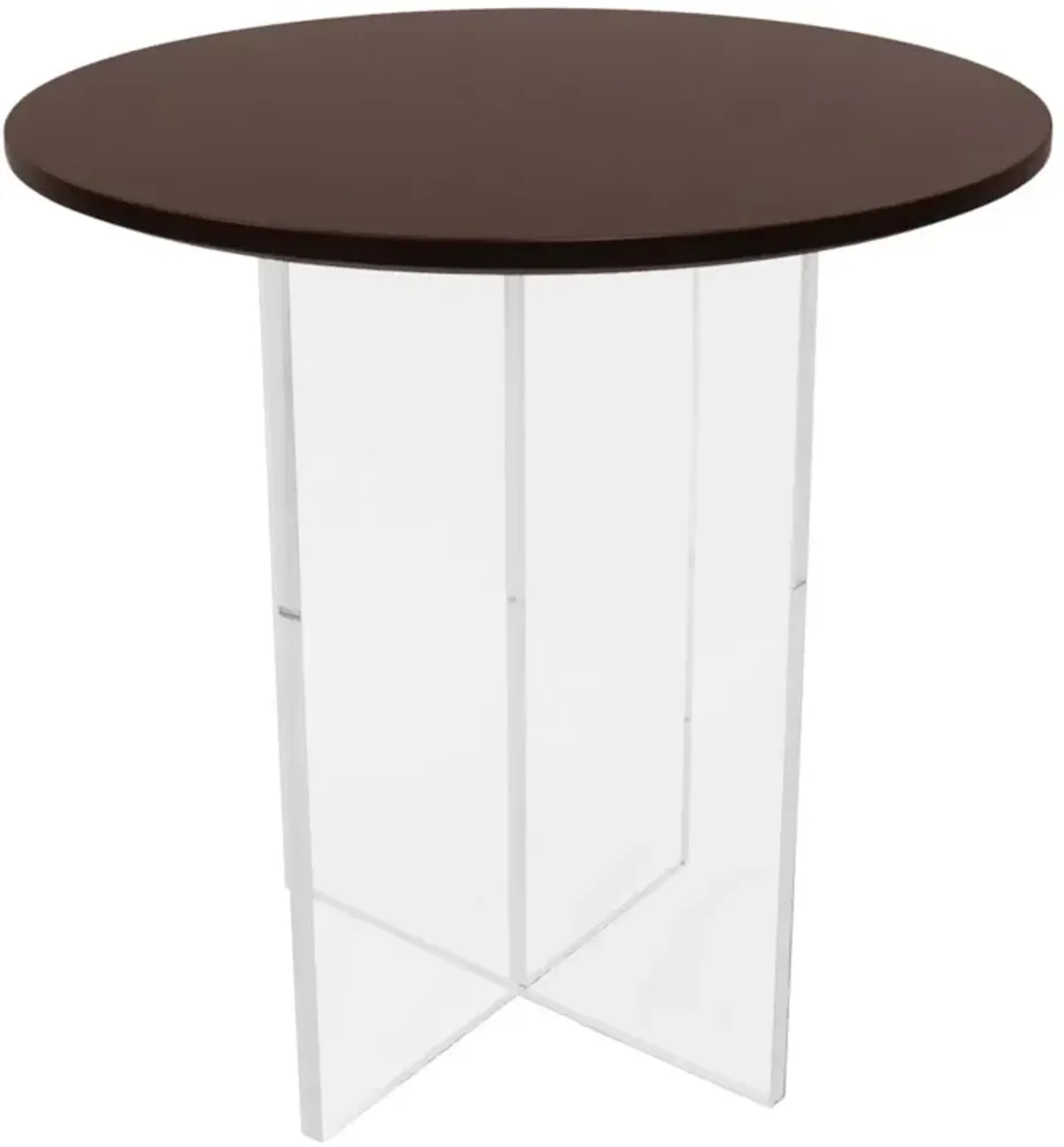 LeisureMod Valore Collection Acrylic Coffee Table With Walnut Top