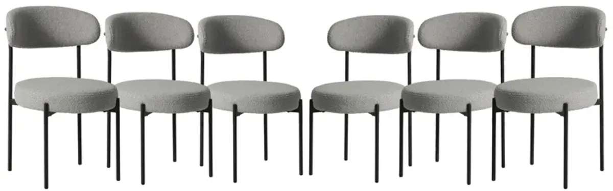 WestinTrends Mid-Century Modern Upholstered Sherpa Round Dining Chairs (Set of 6)