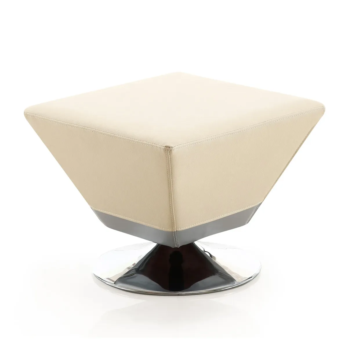 Diamond Cream Swivel Ottoman