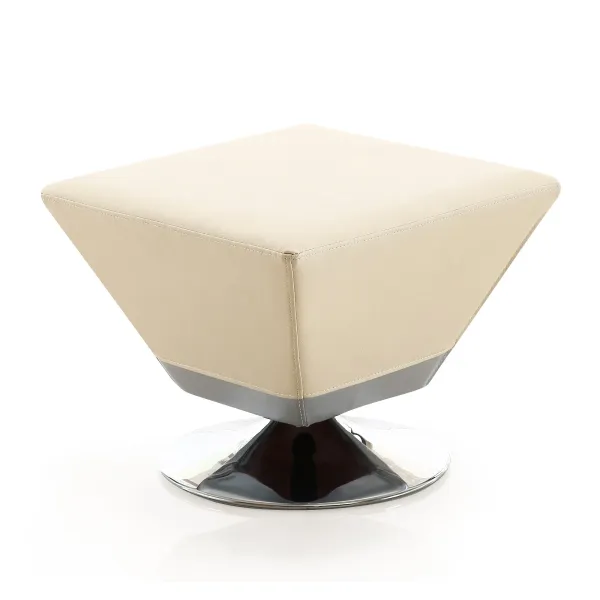 Diamond Cream Swivel Ottoman