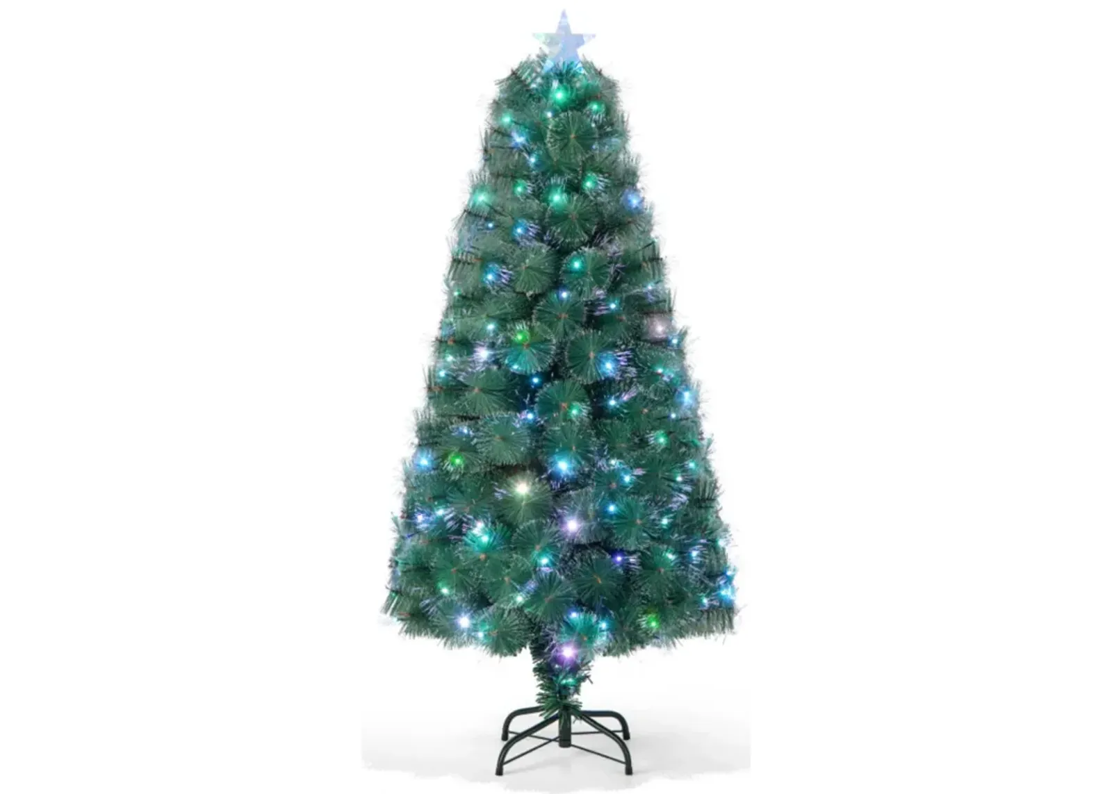 Hivvago 5/6/7 FT Pre-Lit Fiber Optic Christmas Tree with 148/185/226 Multi-Color LED Lights and Top Star Light