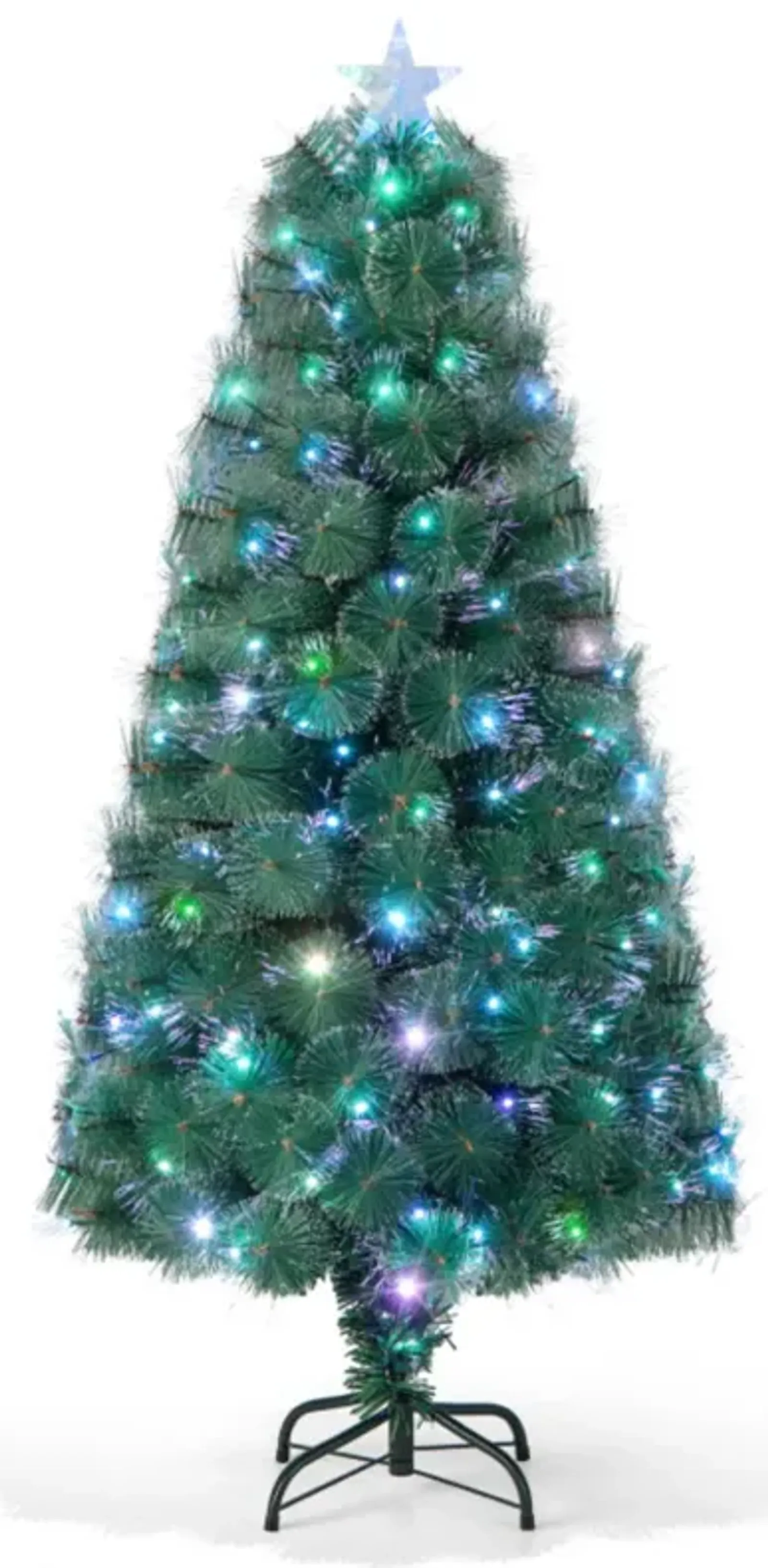 Hivvago 5/6/7 FT Pre-Lit Fiber Optic Christmas Tree with 148/185/226 Multi-Color LED Lights and Top Star Light