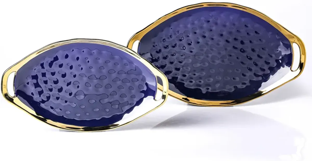 Stone Lain Florian Porcelain Serving Plate Set 2 Piece, Blue