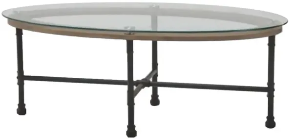 Coffee Table with Pipe Design Tubular metal Legs, Brown-Benzara