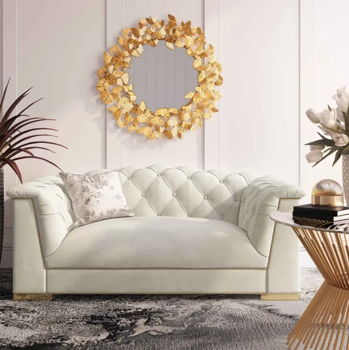 Farah Grey Velvet Loveseat