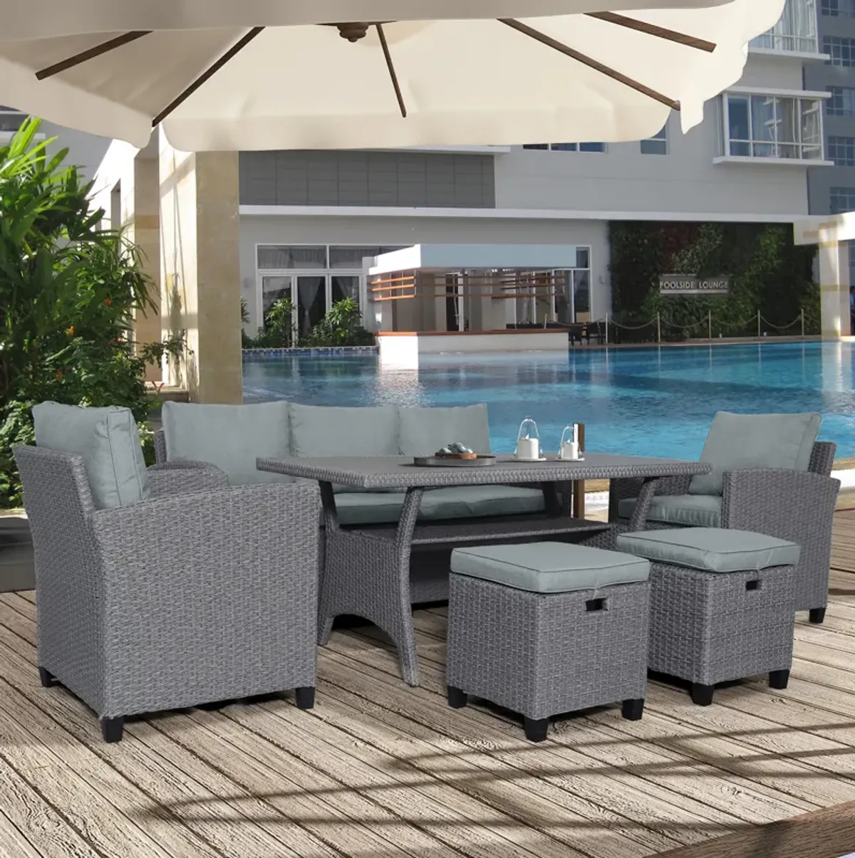 Merax Outdoor Patio Garden Backyard Sofa Chair Set