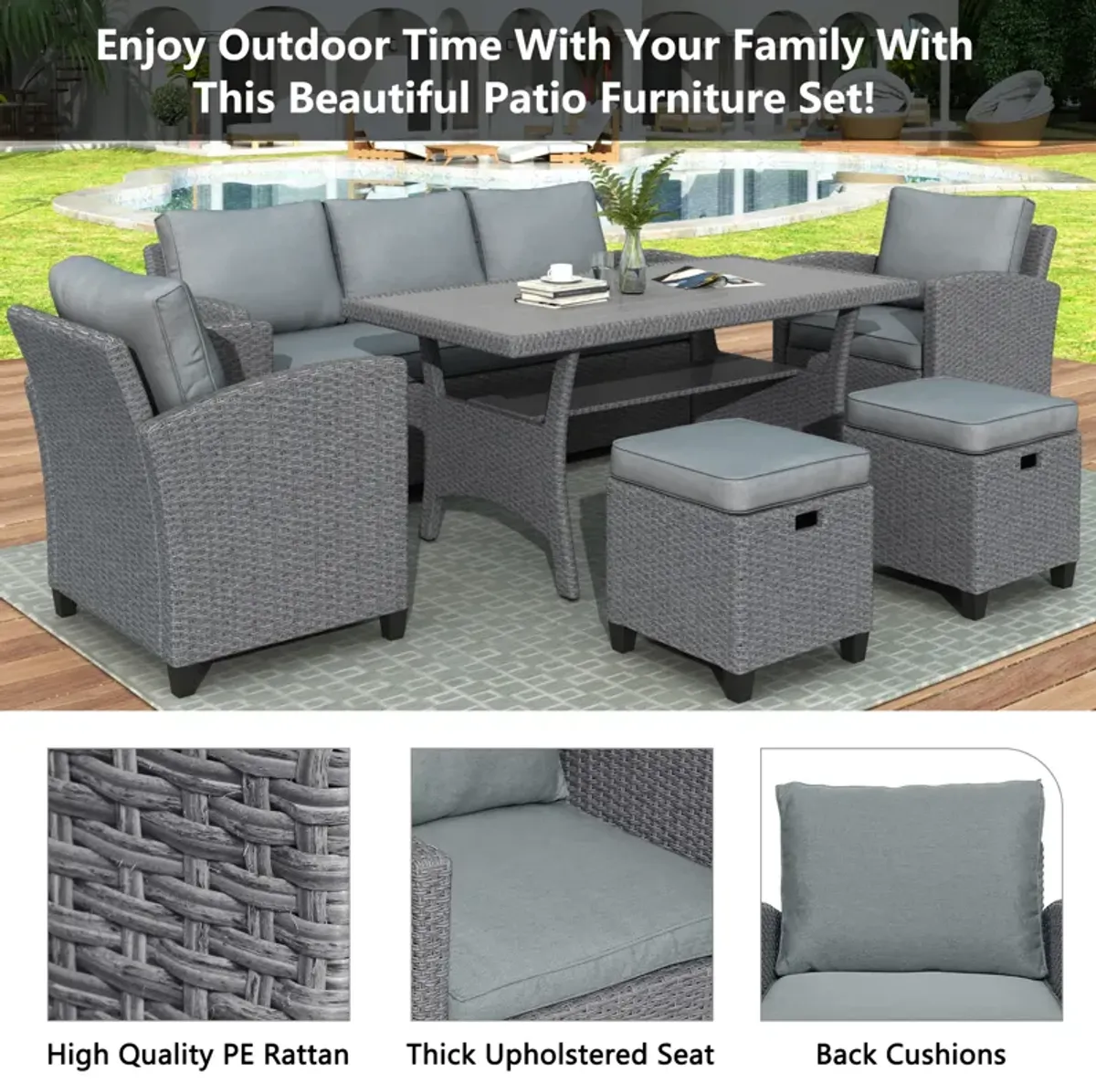 Merax Outdoor Patio Garden Backyard Sofa Chair Set